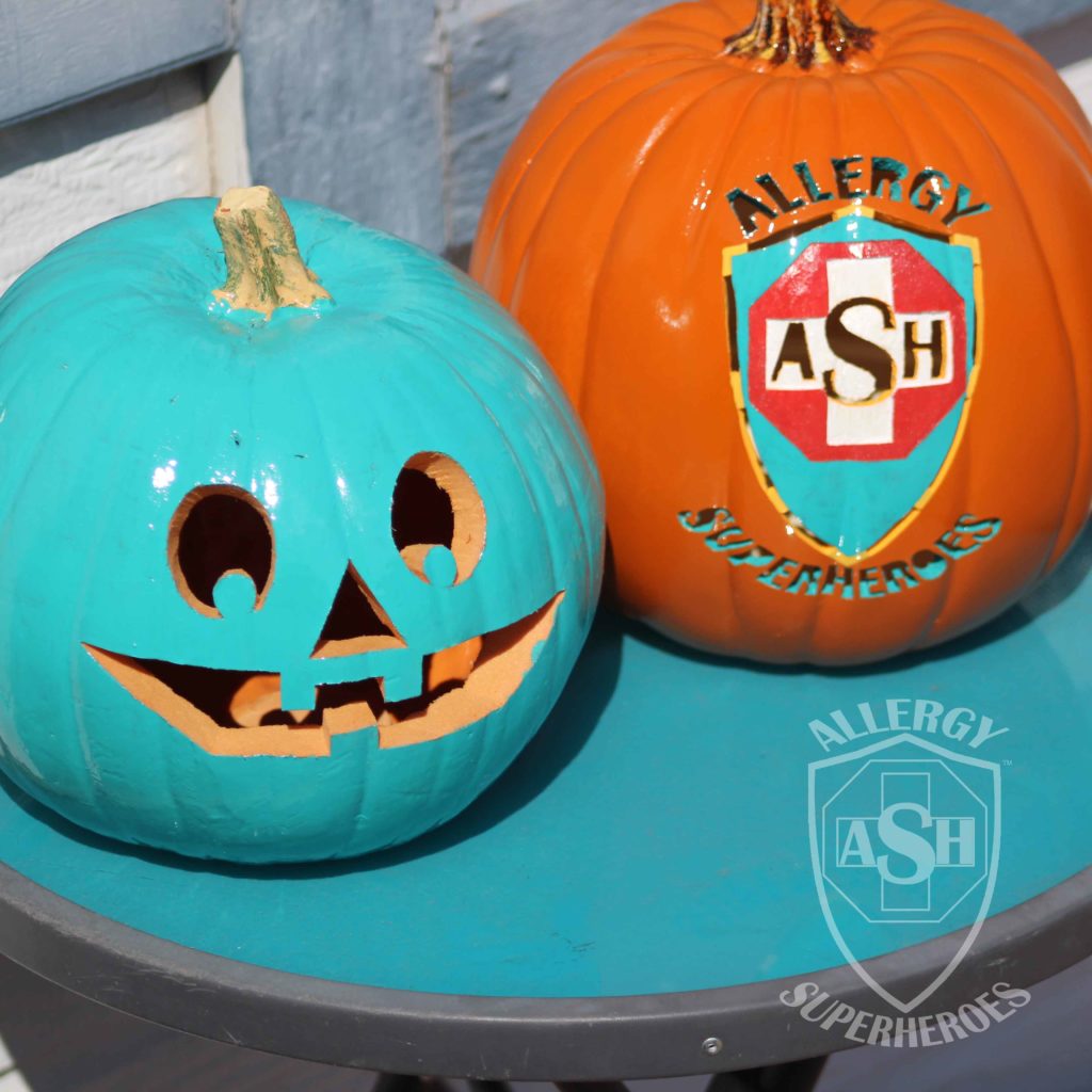 Teal Pumpkin and Logo Pumpkin | Allergy Superheroes