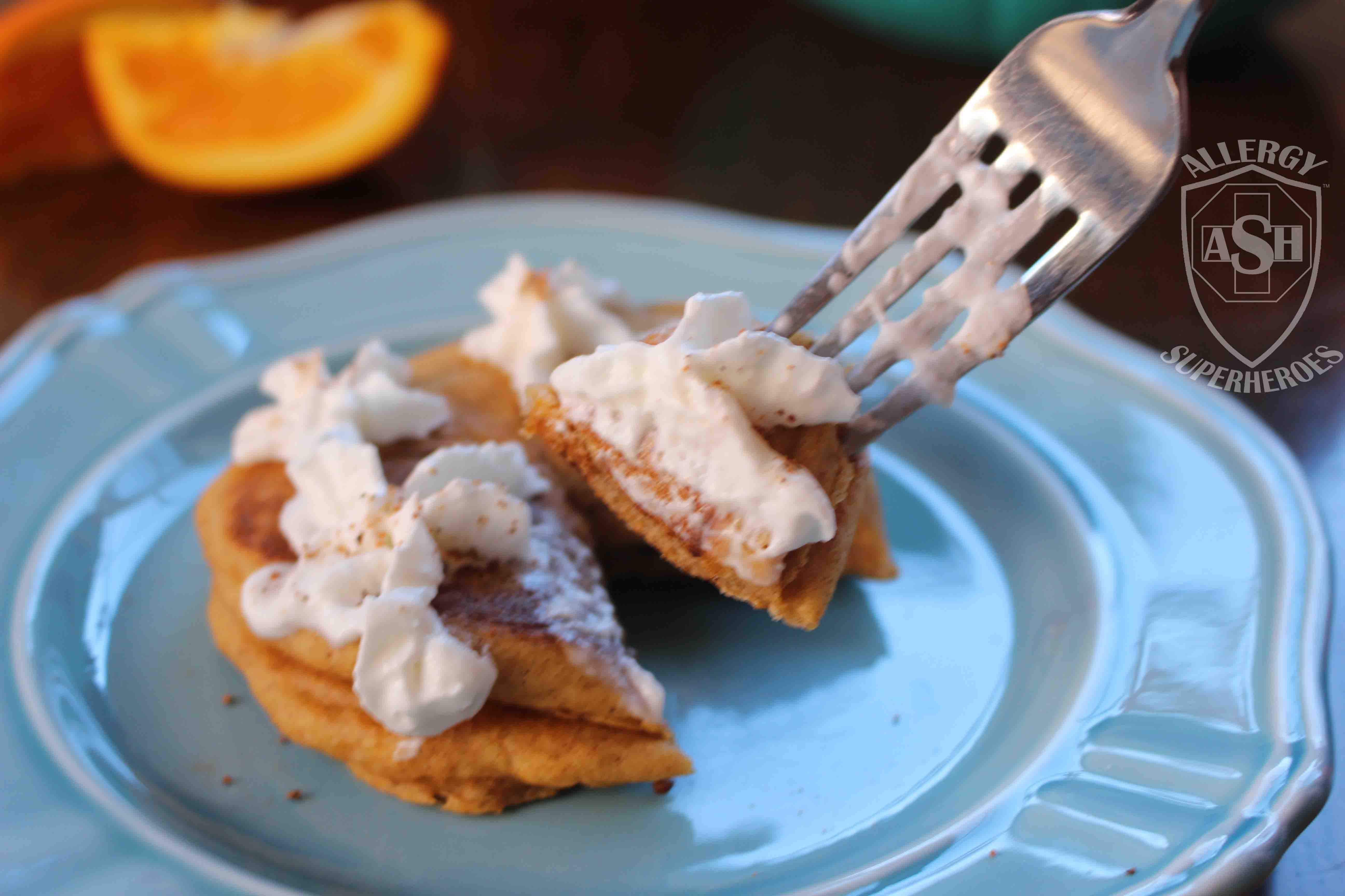 Gluten-Free Pumpkin Pancakes | a tasty seasonal breakfast | by Allergy Superheroes