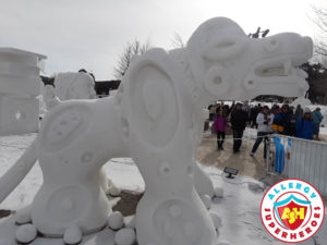 Breckenridge Snow Sculpture dragon by food Allergy Superheroes