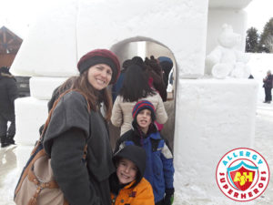 Breckenridge Snow Sculpture family by food Allergy Superheroes