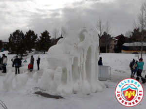 Breckenridge Snow Sculpture monkey by food Allergy Superheroes