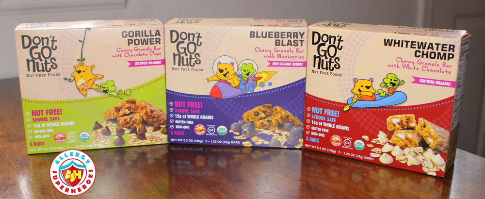 Allergy Superheroes review of Re-Launched Don't Go Nuts Bars