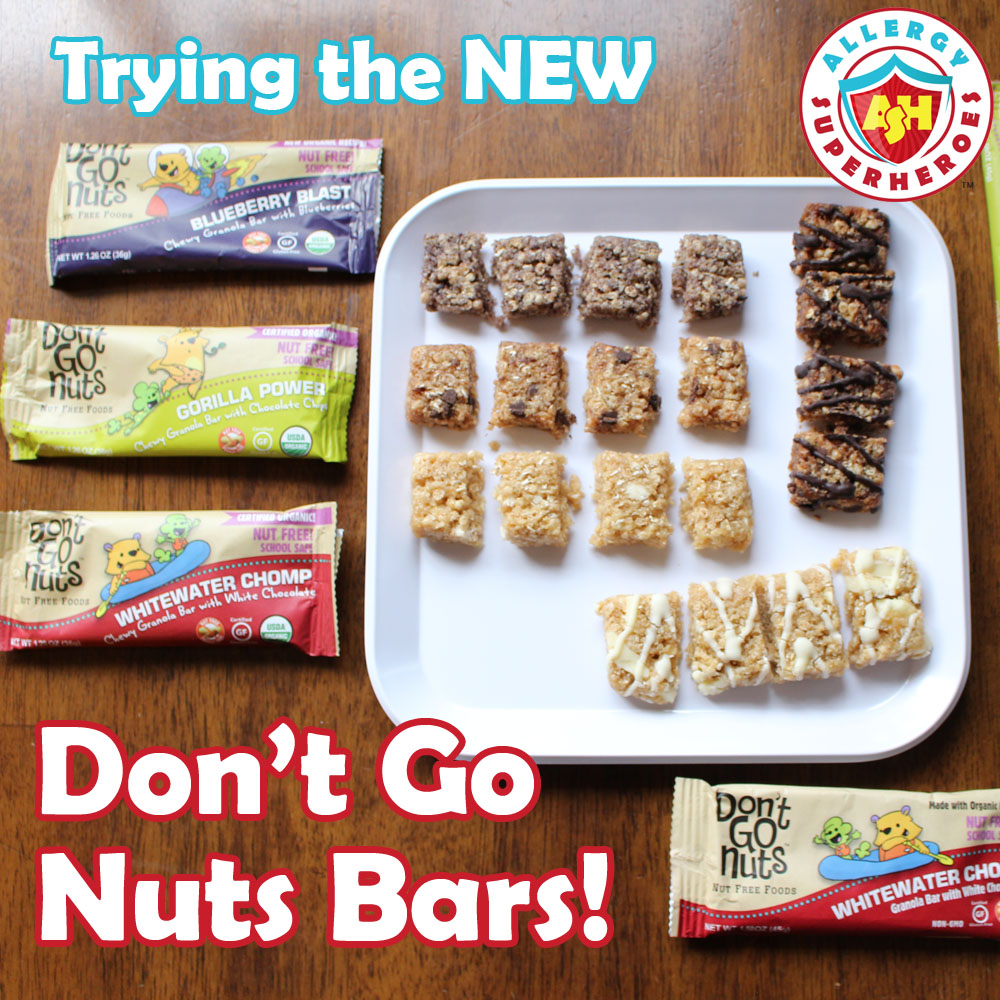 Allergy Superheroes review of Re-Launched Don't Go Nuts Bars