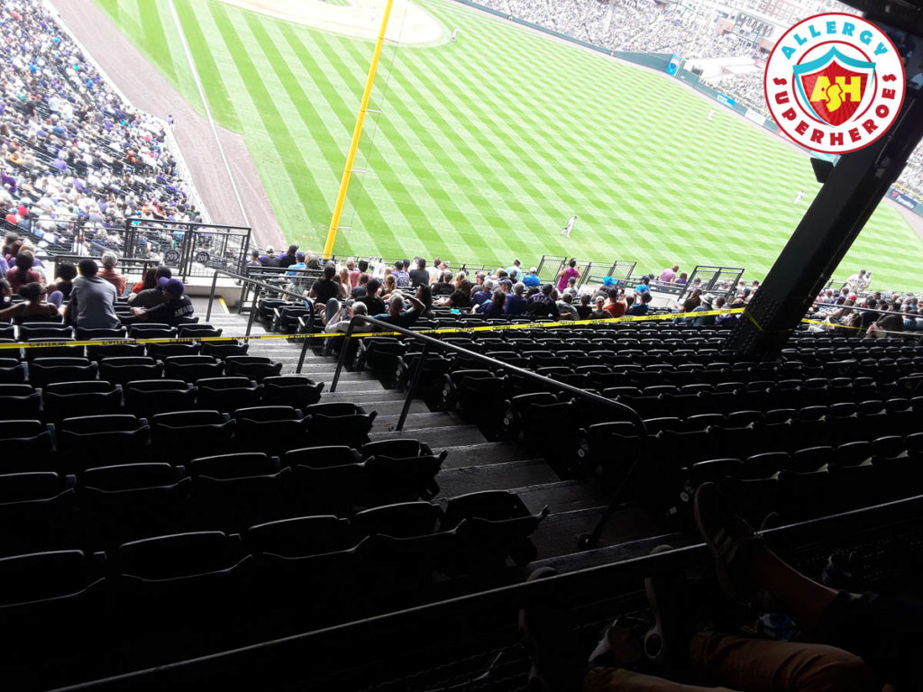 Peanut free zone at the Colorado Rockies peanut friendly baseball game by food Allergy Superheroes.