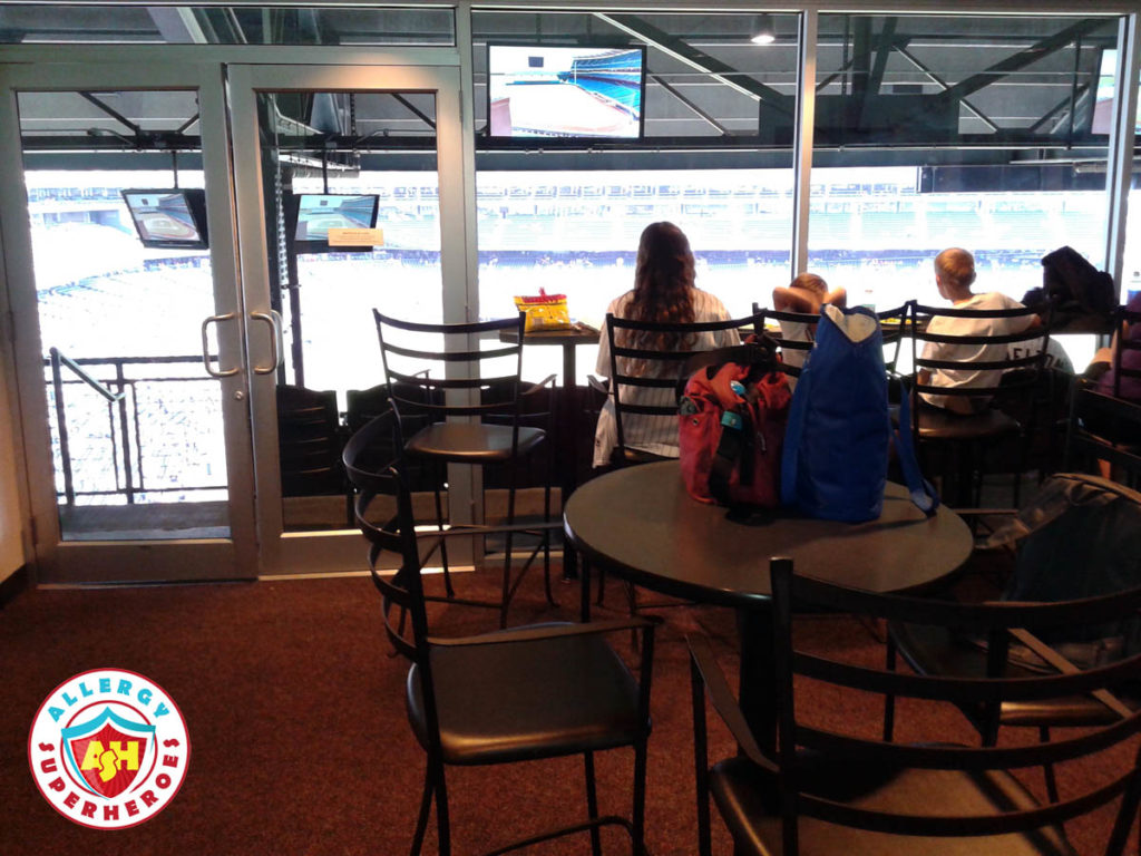 Watching the Colorado Rockies peanut friendly baseball game by food Allergy Superheroes.