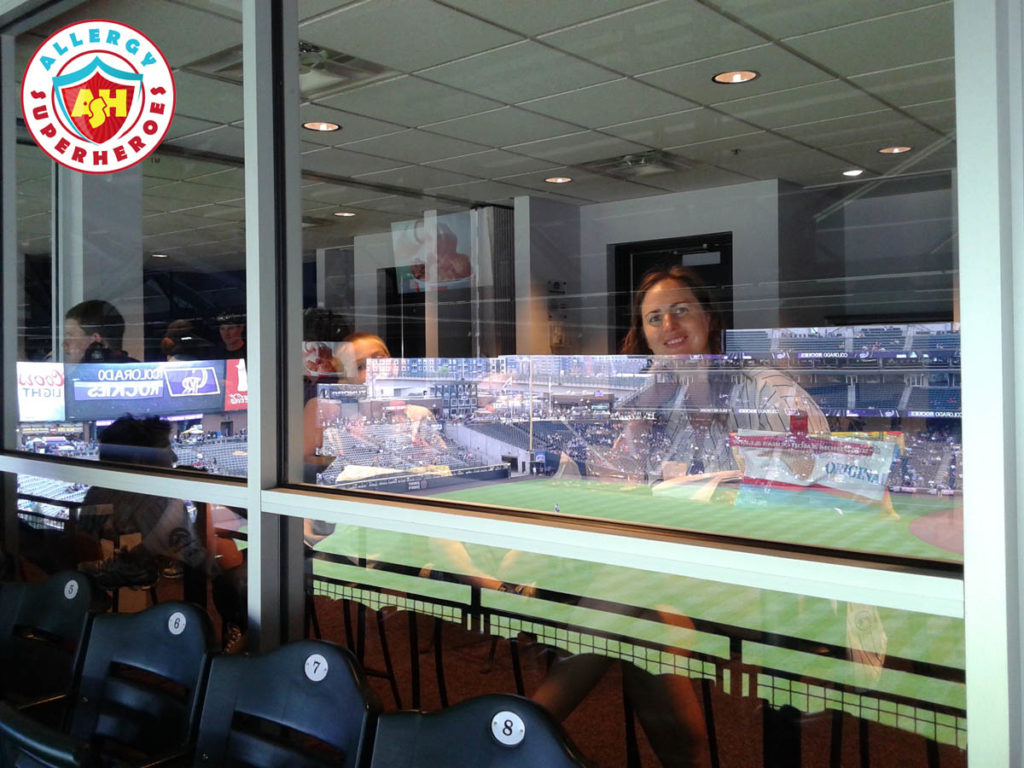 Watching the Colorado Rockies game from the suite by food Allergy Superheroes.