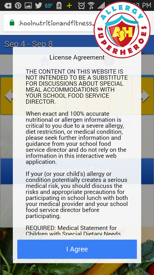 Food Allergies and School Lunches Allergen Disclaimer | Allergy Superheroes