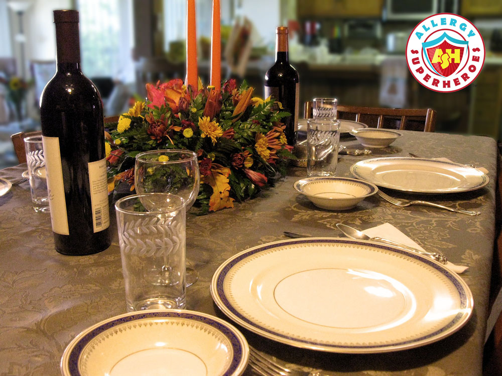 A holiday table place setting | Food Allergies Disrupting Traditions | Allergy Superheroes