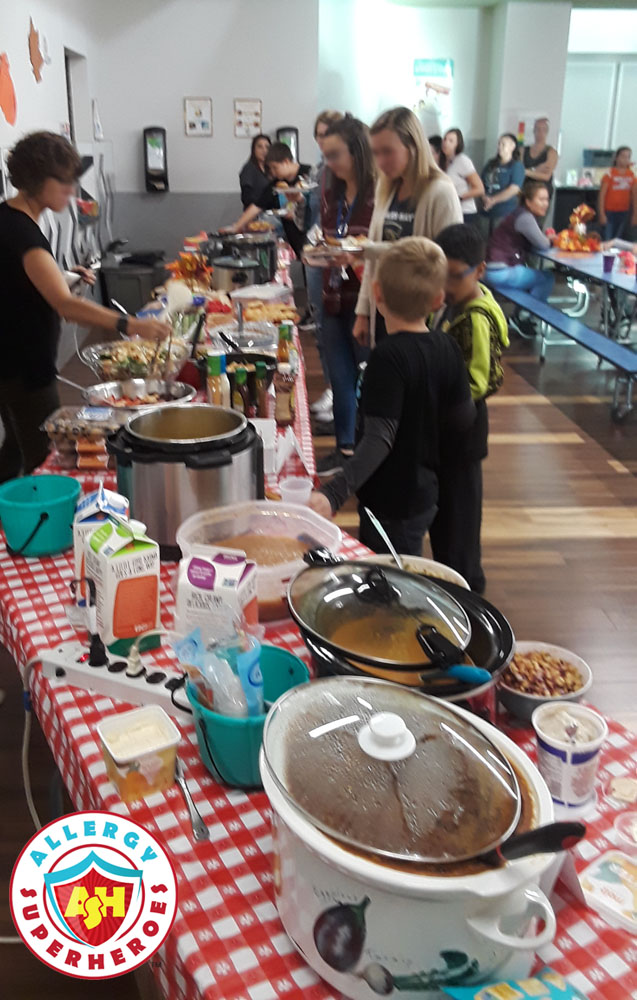 The food line for the Harvest Festival | Food Allergy Superheroes