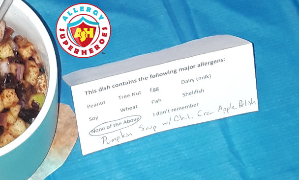 The allergen cards for contributors to fill out | Food Allergy Superheroes