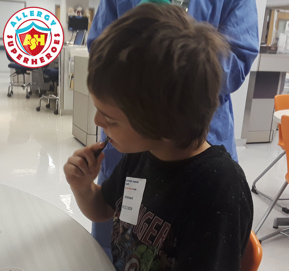 Eating his first peanut dose ever | Food Allergy Superheroes