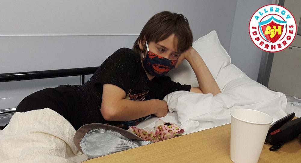 Kal not feeling well and lying down | Anaphylaxis before epinephrine | Food Allergy Superheroes