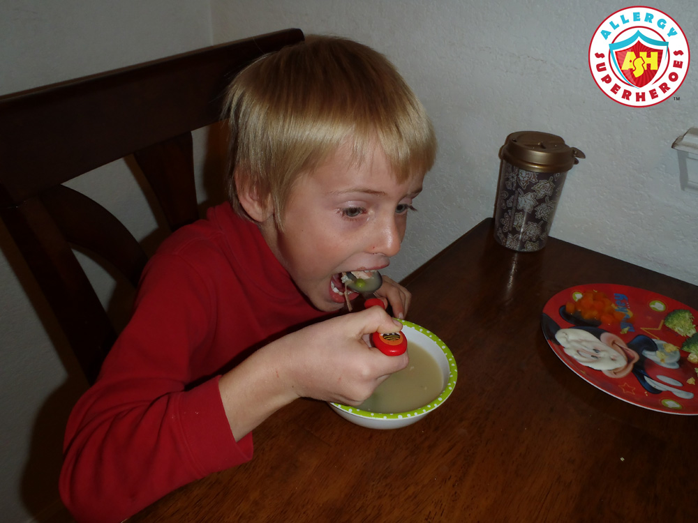 Young boy eating turkey soup | Yummy | Great for kids! | Food Allergy Superheroes