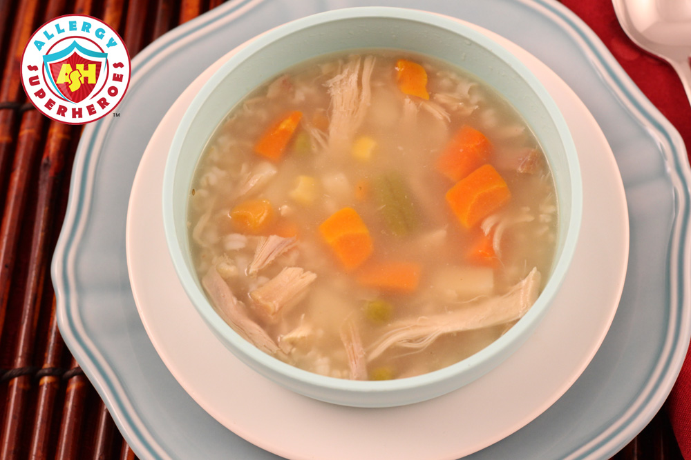 Bowl of Turkey and Rice Soup | Food Allergy Superheroes